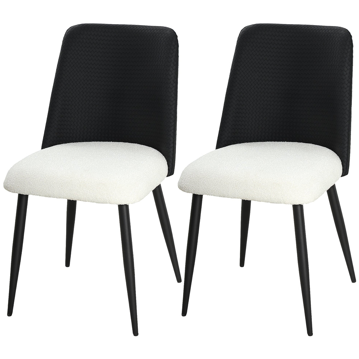 Dining Chairs Upholstered Kitchen Chairs Set of 2 with Steel Legs and Padded Seat for Dining Room, Kitchen, Black