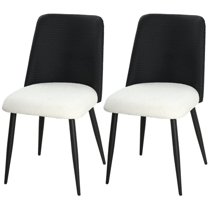 Dining Chairs Upholstered Kitchen Chairs Set of 2 with Steel Legs and Padded Seat for Dining Room, Kitchen, Black