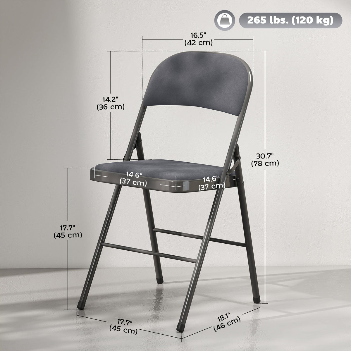 4 Pack Folding Chairs with Padded Seats, Velvet Portable Party Chairs with Steel Frame, Beige