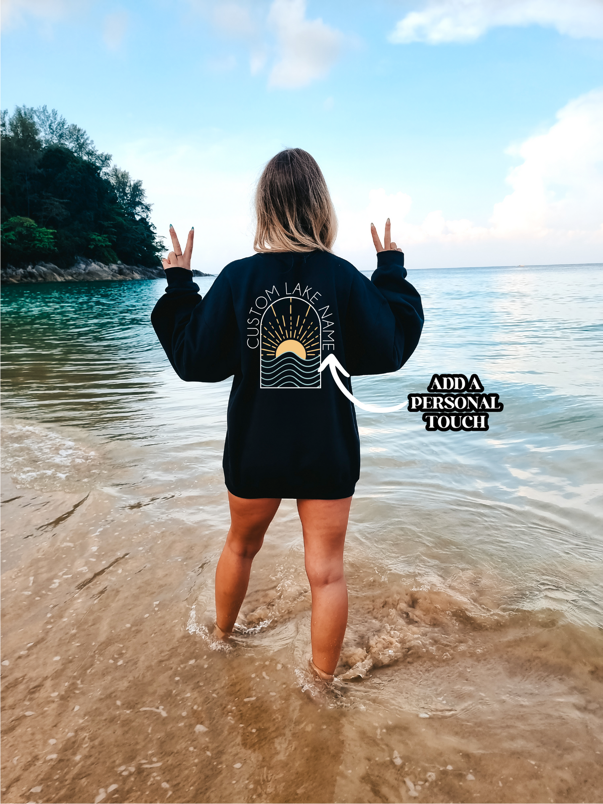 Custom Lake Sunset Personalized Sweatshirt | Summer Apparel