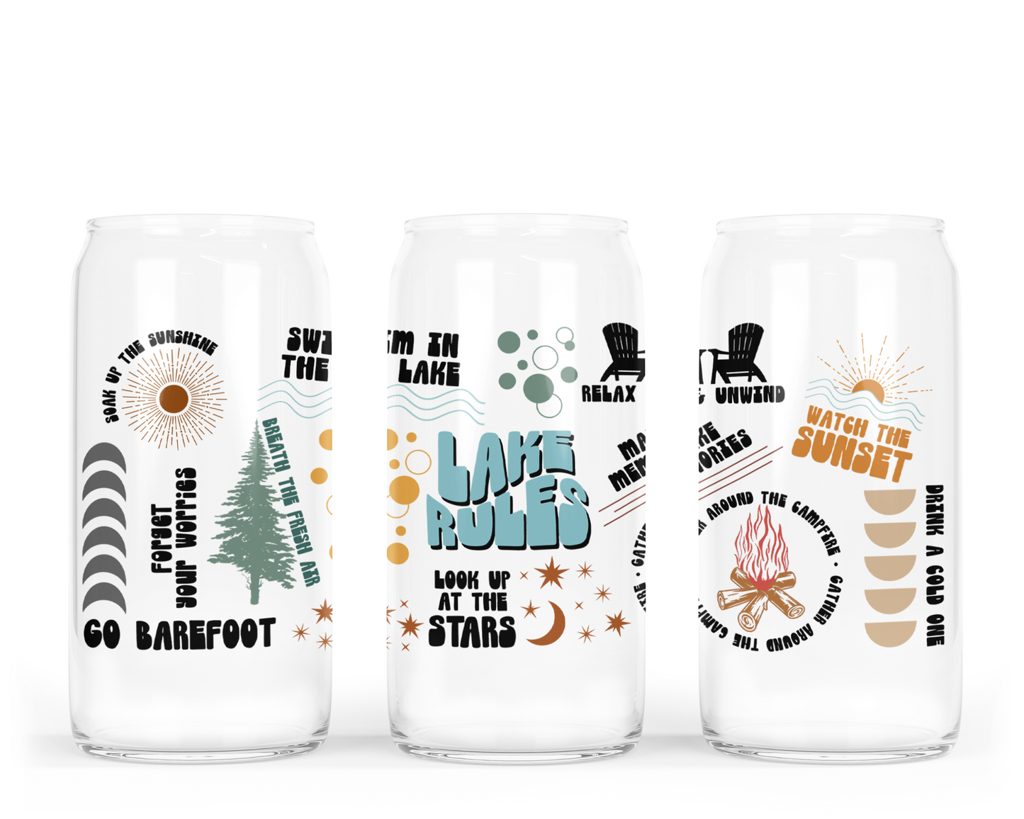 Lake Rules Glass Can with Bamboo Lid