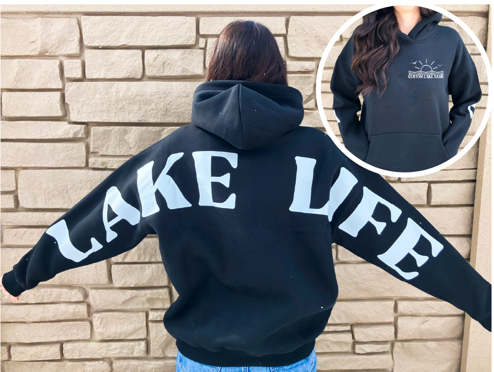 Lake Life Back Personalized Hoodie | Lake Clothing | Custom Clothing