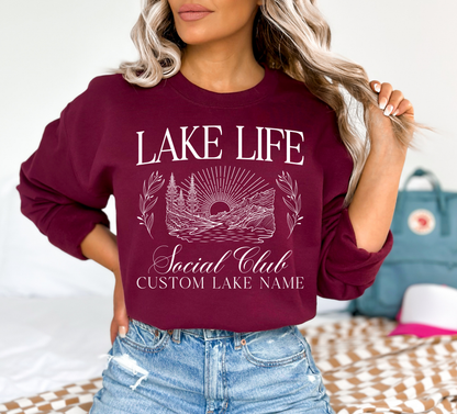 Lake Life Social Club Unisex Crewneck Sweatshirt | Lake Apparel | Camping Clothing