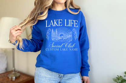 Lake Life Social Club Unisex Crewneck Sweatshirt | Lake Apparel | Camping Clothing
