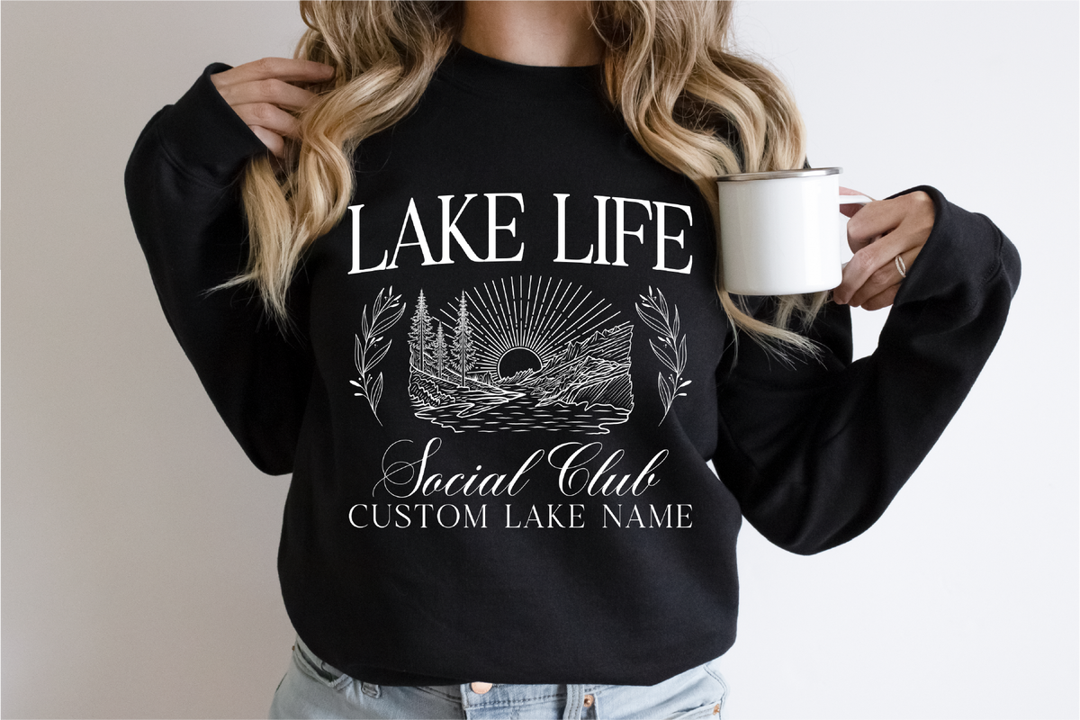 Lake Life Social Club Unisex Crewneck Sweatshirt | Lake Apparel | Camping Clothing