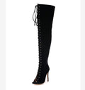 Thigh High Peep Toe Heels