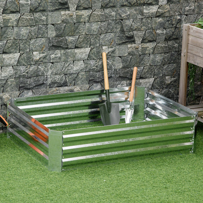 Galvanized Raised Garden Bed, 4' x 3' x 1' Outdoor Metal Planter Box, Raised Bed for Growing Flowers and Herbs