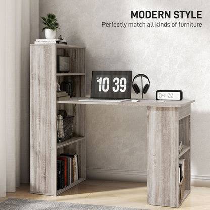 Modern Computer Desk with Storage Shelves, 47" Writing Table Workstation with Bookshelf for Home Office, Black