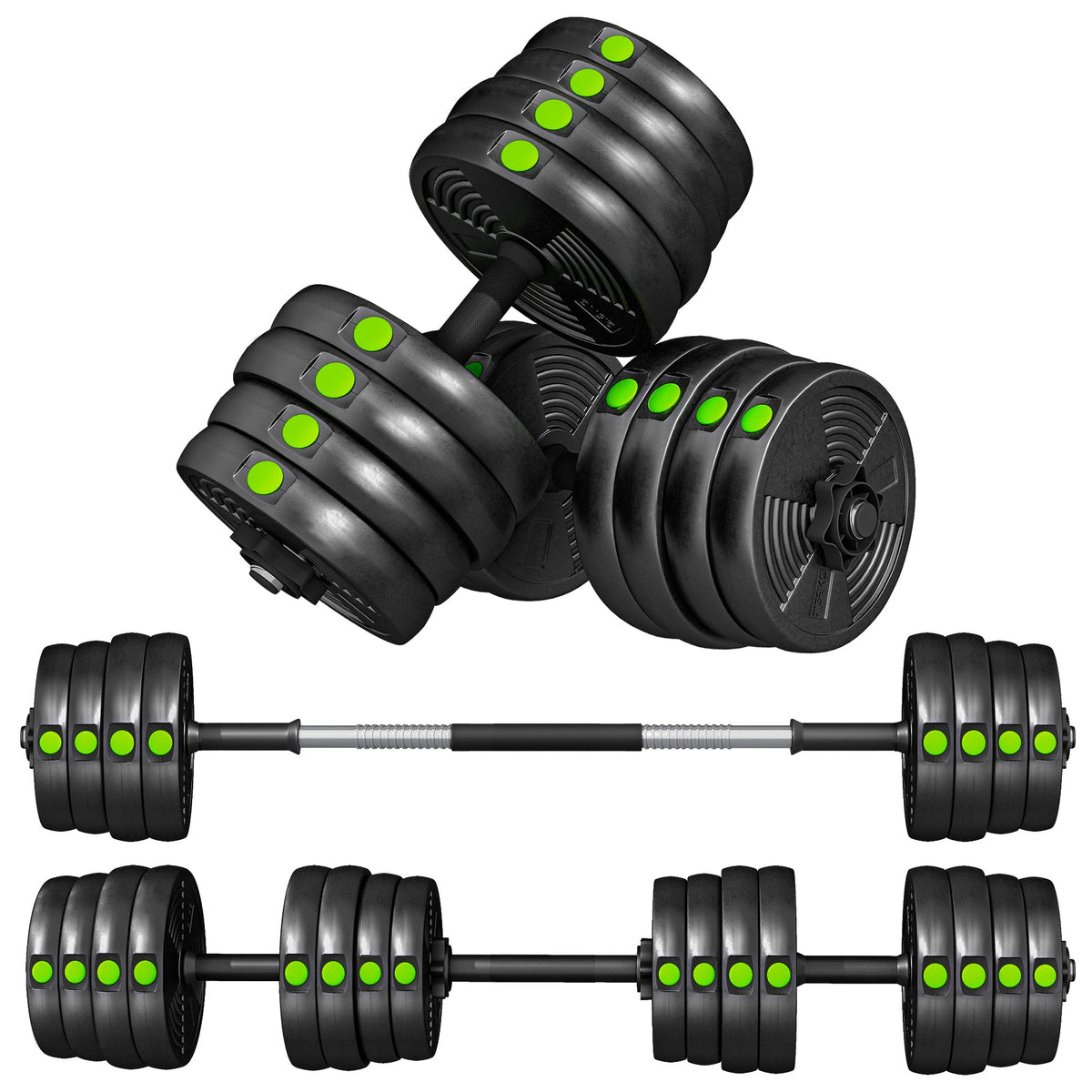 33LBS 2-in-1 Adjustable Barbell & Dumbbells Set, Weights Set with Non-slip Handles for Men and Women Home Gym Training