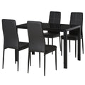 Zaya 5-Piece Rectangular Glass Dining Set for Small Spaces-Black