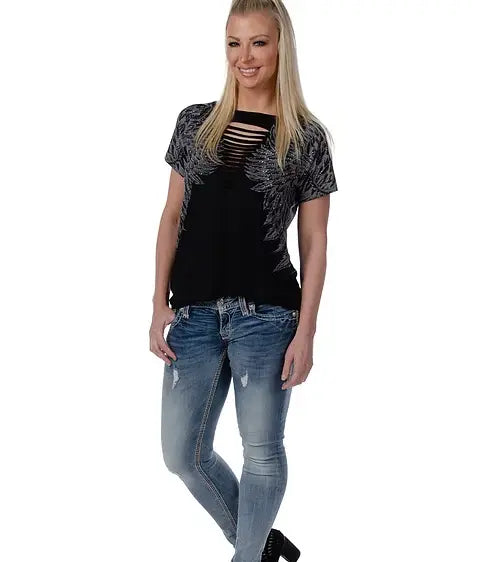 Liberty Wear Women's Cut Out Wings Top