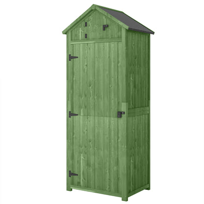 30" x 21" x 71" Garden Storage Shed, Sheds & Outdoor Storage Outdoor Workshop Yard Tool Utility Storage House Water-resistant All-weather Cover Spire Roof with 3 Tiers Shelves Grey