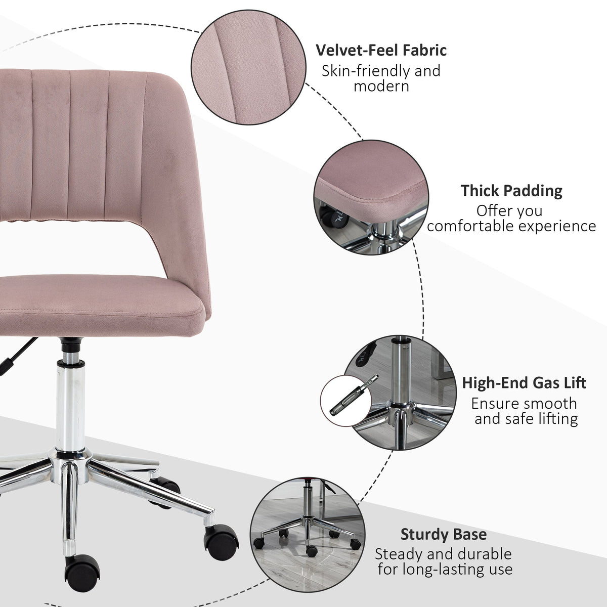Mid Back Office Chair Velvet Fabric Swivel Scallop Shape Computer Desk Chair, Green