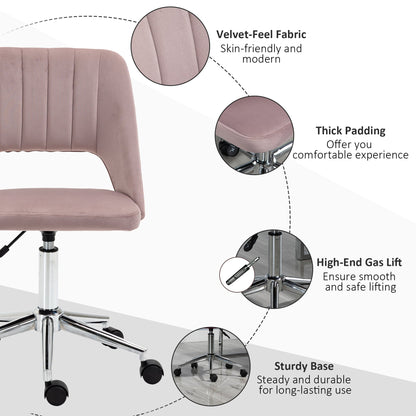 Mid Back Office Chair Velvet Fabric Swivel Scallop Shape Computer Desk Chair, Green