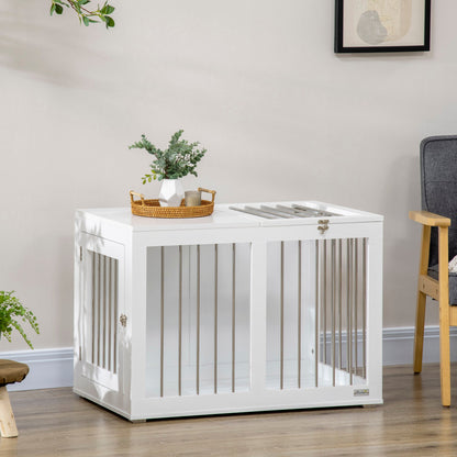 31.5" Dog Crate Furniture with Double Doors, for Medium Dogs, Grey
