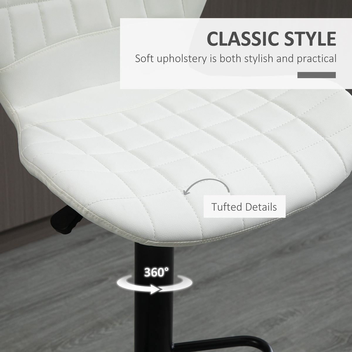 Avion Counter/Barstools with Adjustable Height and Swivel-Set of 2-White