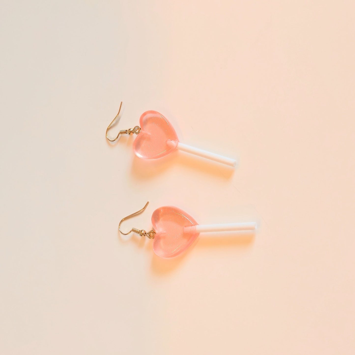 Lollipop Earrings (Peach Hearts)