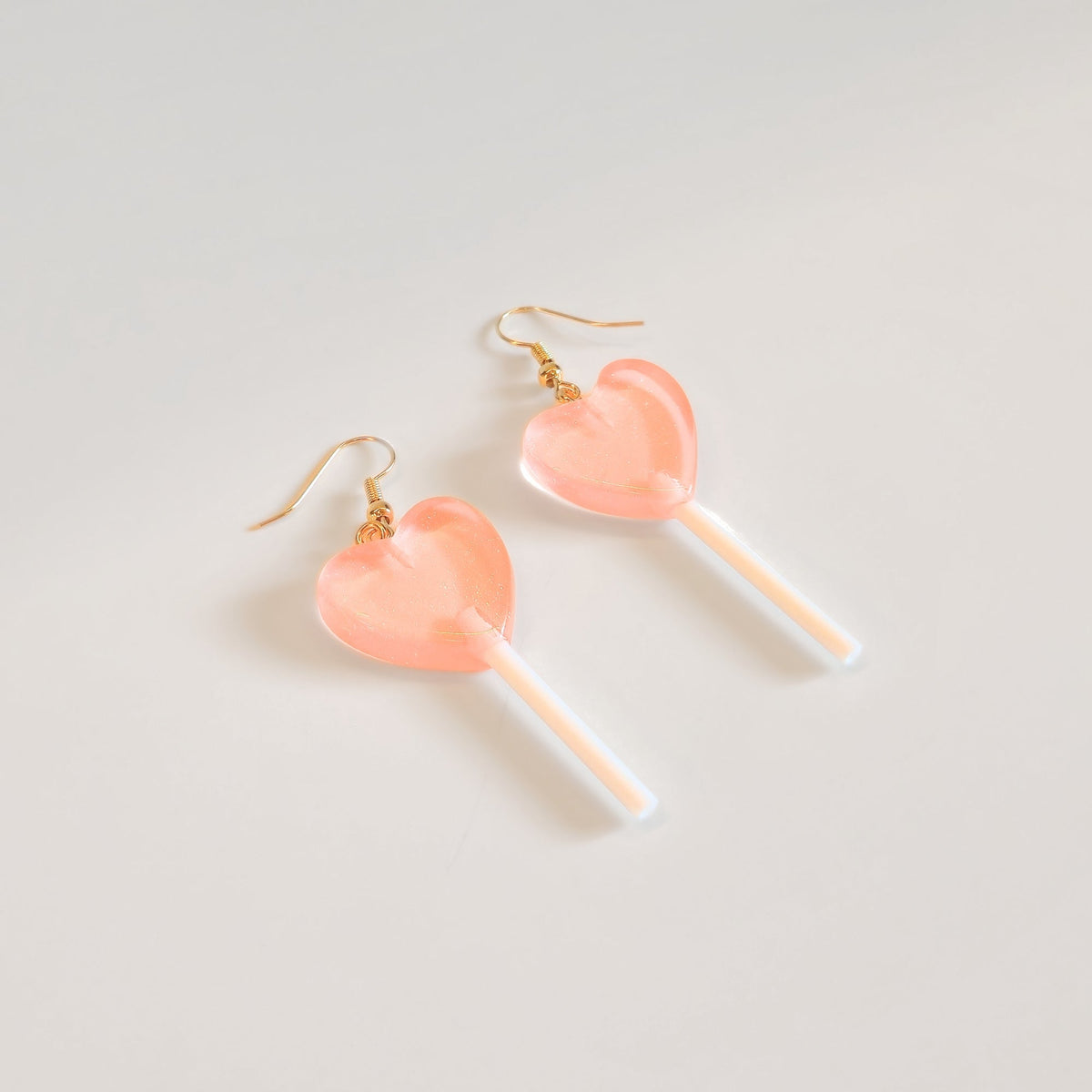 Lollipop Earrings (Peach Hearts)
