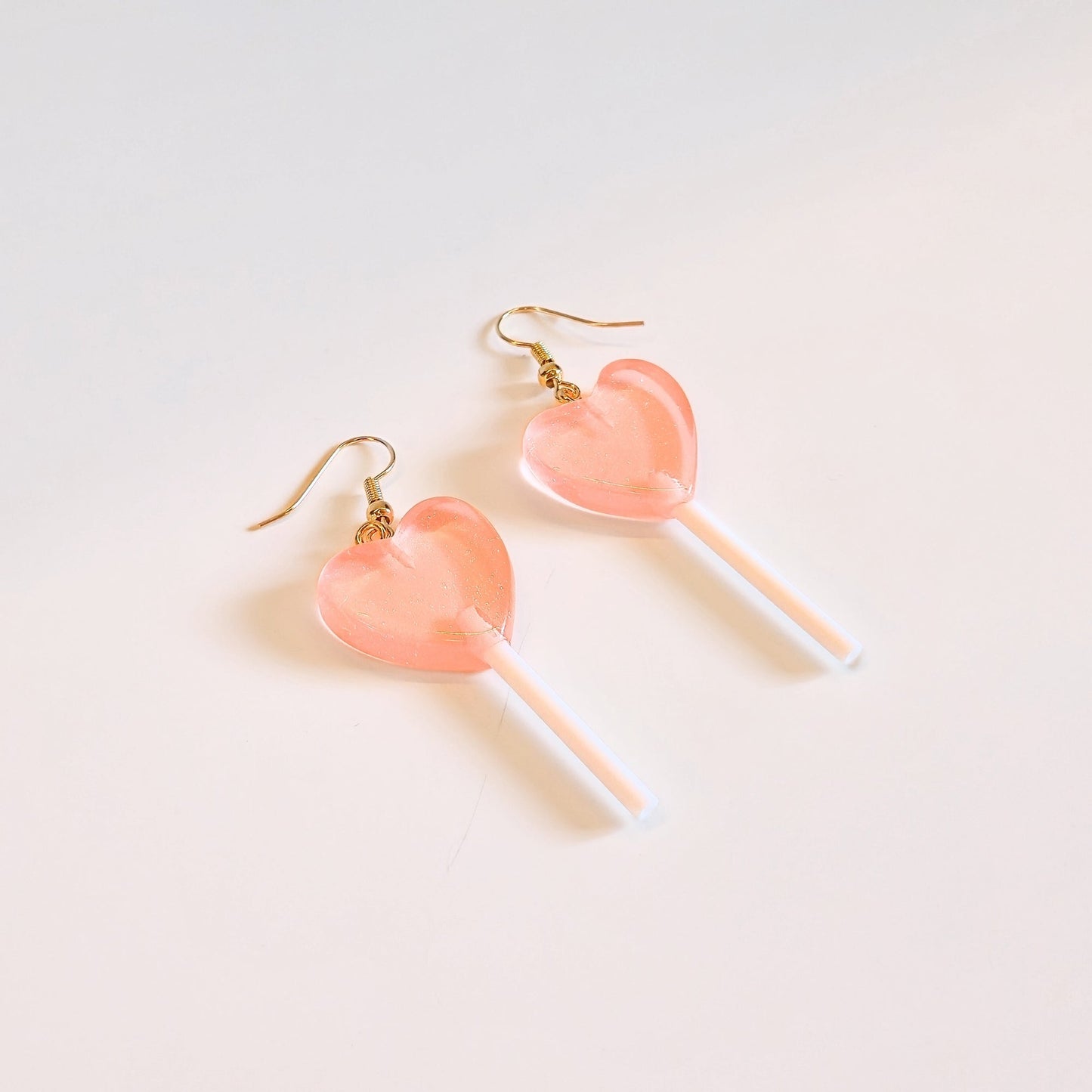 Lollipop Earrings (Peach Hearts)