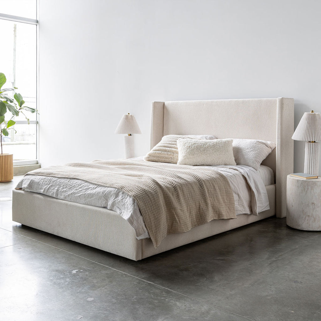 Angie Modern Storage Drawer Bed - Cream