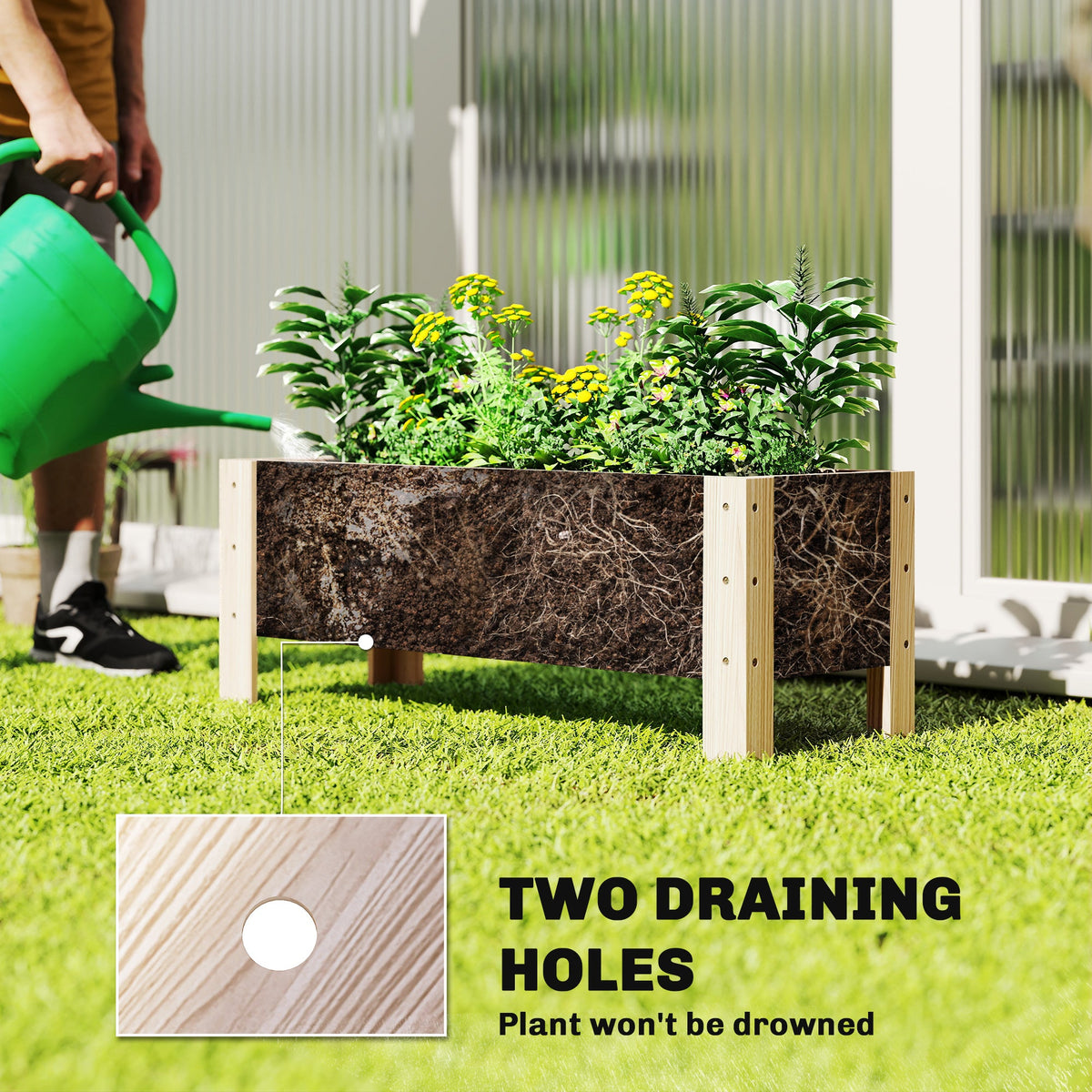 3.3 x 1.2 x 1.2 ft Garden Raised Bed Planter Grow Containers for Outdoor Patio Plant Flower Vegetable Pot, Carbonized