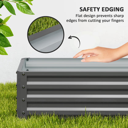 Galvanized Raised Garden Beds, Outdoor Planter Box, Set of 2, for Flowers, Herbs and Vegetables, Black