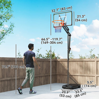 4.1-8.5ft Adjustable Basketball Hoop with 33" Shatterproof Board, 18" Rim, Wheels and Fillable Base, for Teens Adults