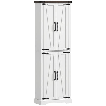 72" Pantry Cabinet, Farmhouse Freestanding Kitchen Storage Cabinet with Adjustable Shelves for Dining Room, Black