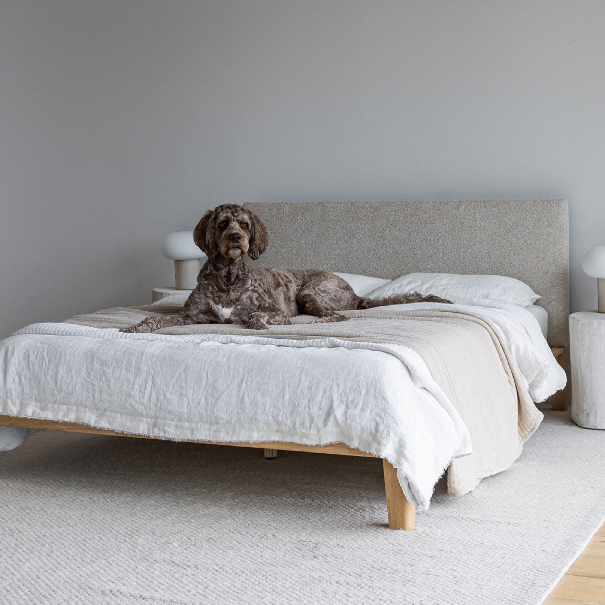 Luna Tool Free Upholstered Double Bed - Beige