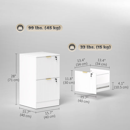Lockable Filing Cabinet with 2 Fluted Drawers, File Cabinet with Adjustable Hanging Rails for A4 Letter Files, Black