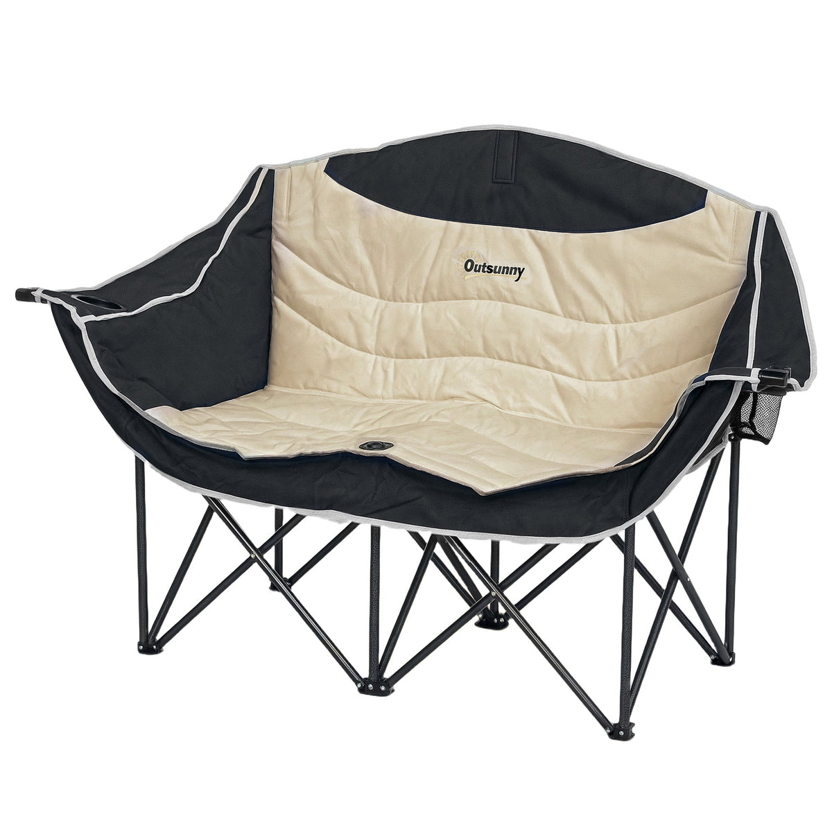 Portable Camp Chair, Double Camping Chair with Cup Holders and Carry Bag, Support 551 lbs, Dark Green