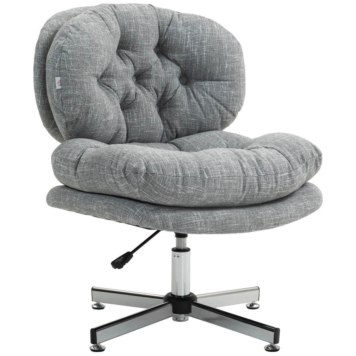 Computer Desk Chair, Armless Office Chair with Wide Padded Seat and Adjustable Height, Cream White