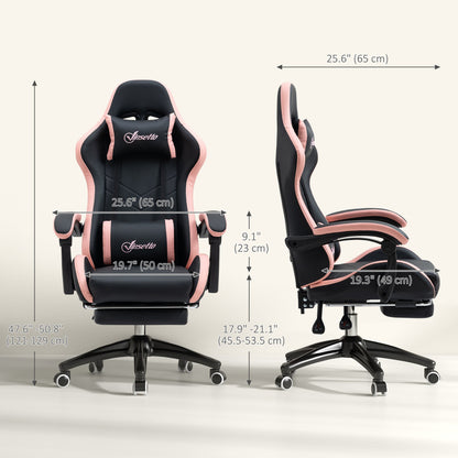 Computer Gaming Chair, PU Leather Office Desk Chair with Footrest, Swivel Wheels, 135° Reclining Back, Black