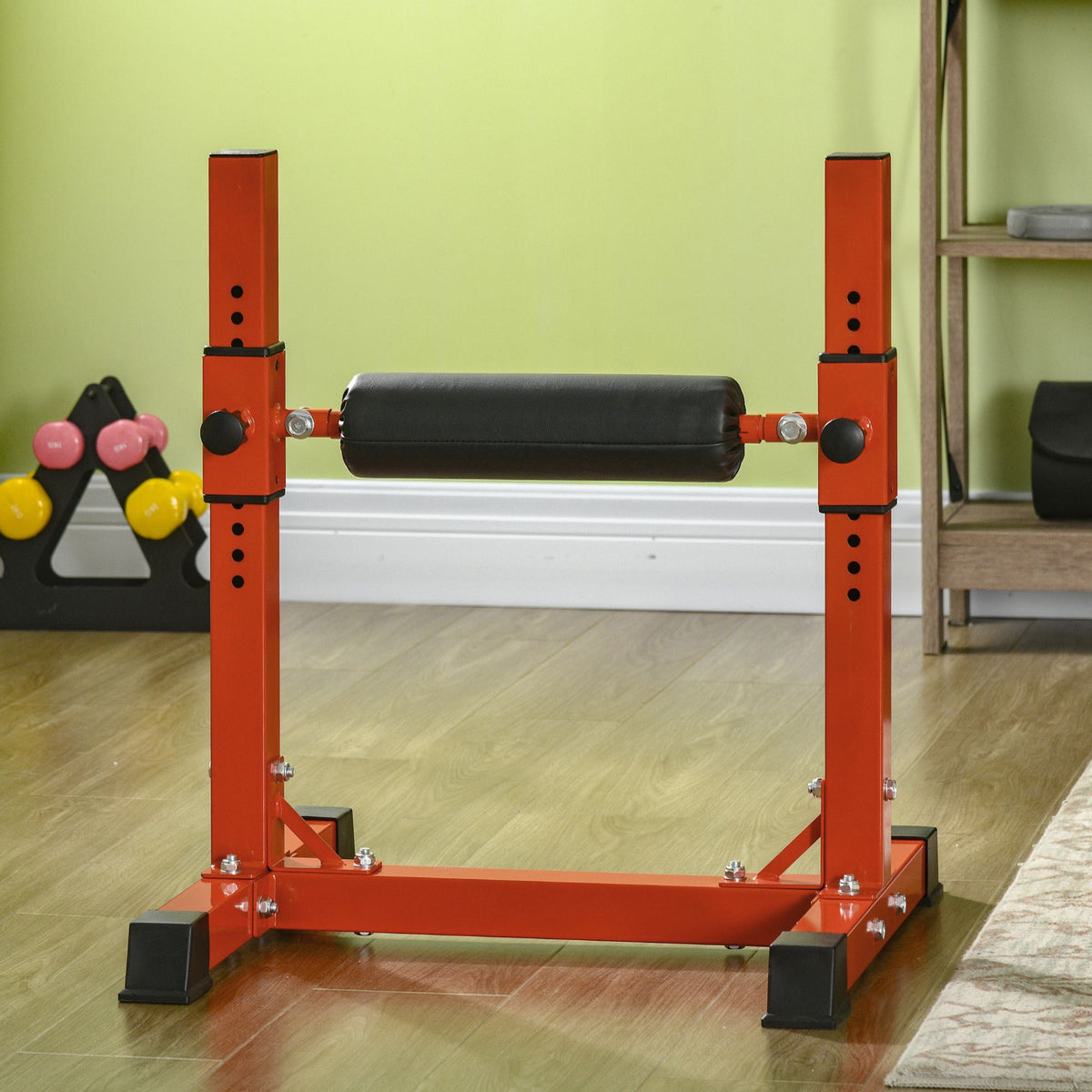 Bulgarian Split Squat Stand, 12-Level Adjustable Single Leg Squat Stand for Lower Body Strength Training, Red