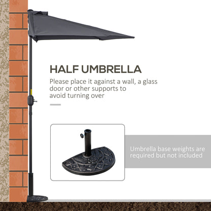 9.8ft Half Umbrella Semi Round Patio Parasol with Crank Handle, Top Vent for Garden, Balcony- NO BASE INCLUDED, Green