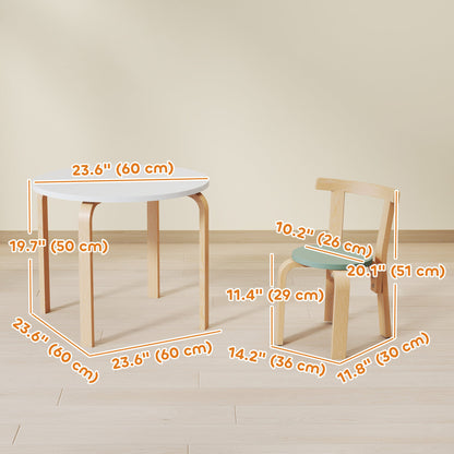 Wooden Kids Table and Chairs Set, Toddler Table and Chairs Set for 3-8 Years, Green