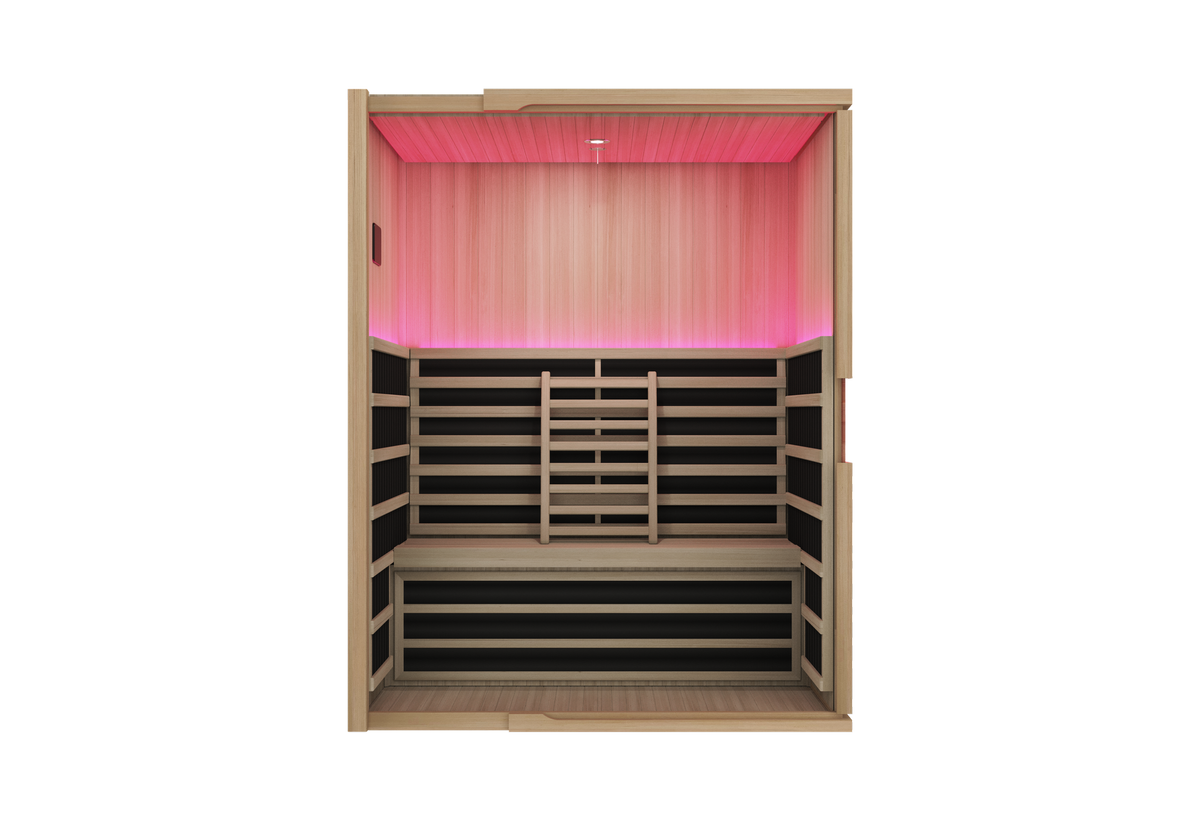 Blisspod | Milano | Full Spectrum Sauna Canadian Hemlock Ultra Low EMF, 7 Far Infrared & Red Glass Heater & Chromotherapy – 3 Person