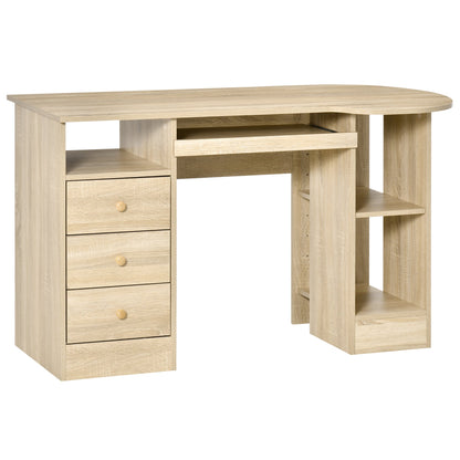 Computer Desk with Storage, Home Office Laptop Table with Shelves and Drawers, Modern Workstation Desk with Keyboard Tray for Study, Living Room, Black