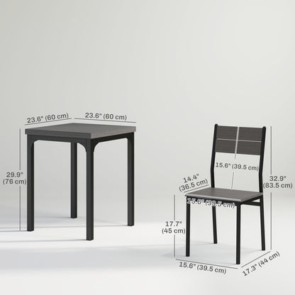 Dining Table Set for 2, 3 Piece Kitchen Table and Chairs with Metal Legs for Small Spaces, Natural Wood