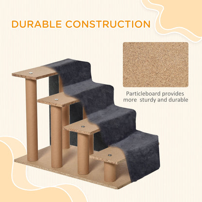 4-Step Dog Ramp for Sofa, Bed, and Couch, with Removable Cover, Light Grey