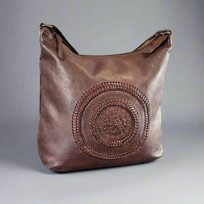 MET Floral Stitch Leather Tote with Adjustable Strap