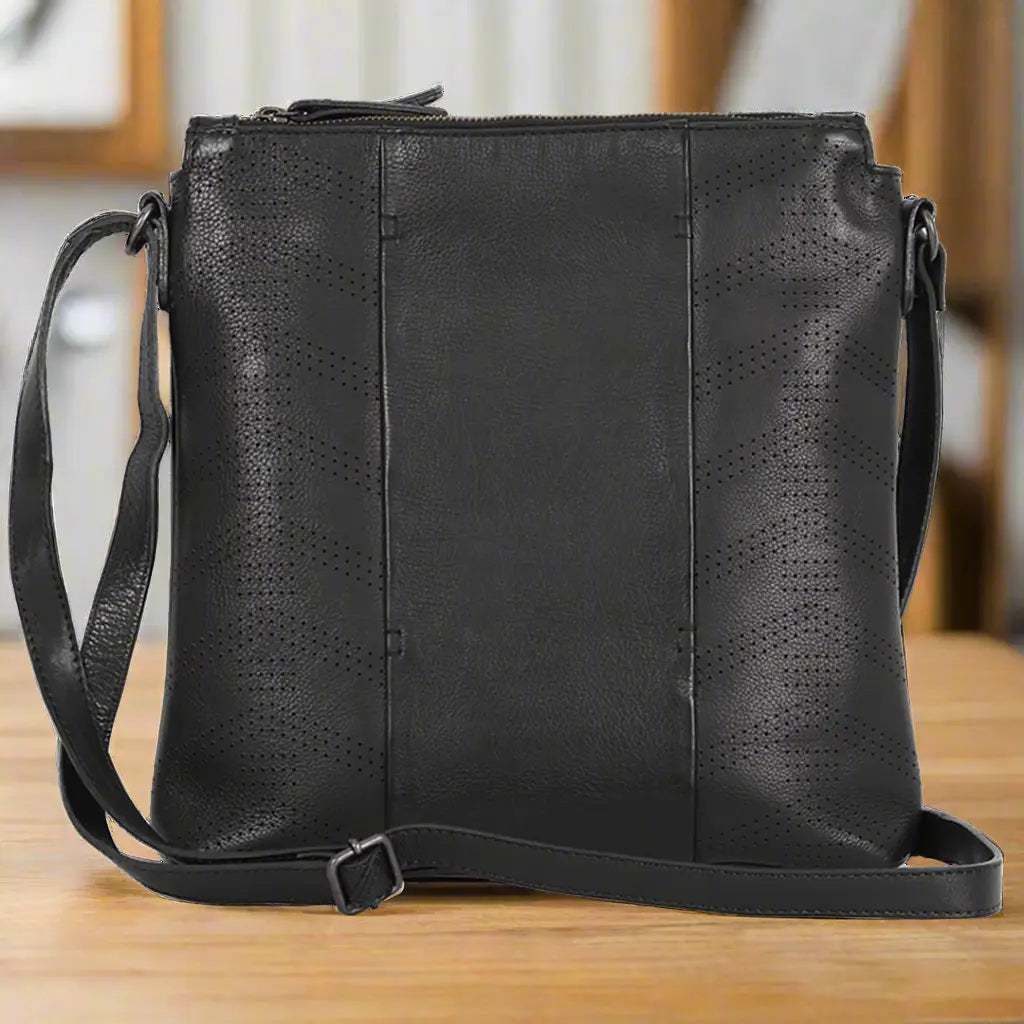 MET Three Chamber Leather Handbag Crossbody Bag