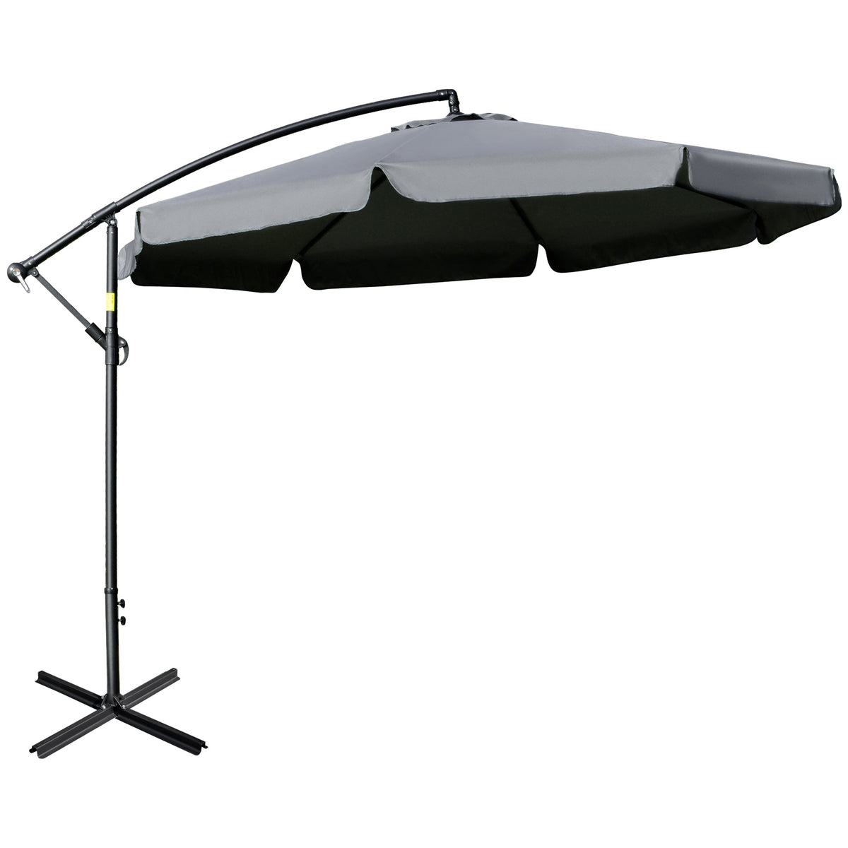11 FT Cantilever Patio Umbrella Offset Parasol with Cross Base and 8 Ribs for Garden, Black