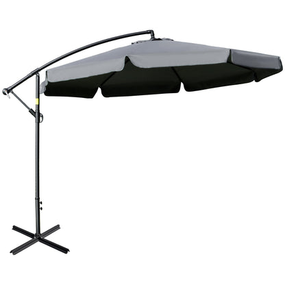11 FT Cantilever Patio Umbrella Offset Parasol with Cross Base and 8 Ribs for Garden, Black