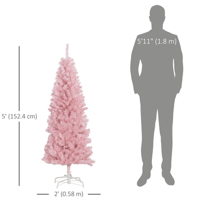 4FT Artificial Christmas Tree Holiday Xmas Holiday Pencil Tree Decoration with Automatic Open for Home Party, Pink