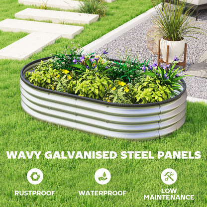 Galvanized Raised Garden Bed, 5 x 3 x 1 ft Modular Metal Garden Beds with Rubber Strip Edging, Silver