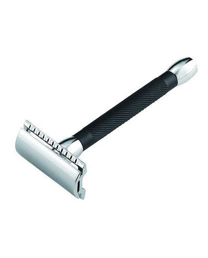 Merkur 20B 3-Piece DE Safety Razor, Closed Comb, Long Handle, Bright Chrome/ Black