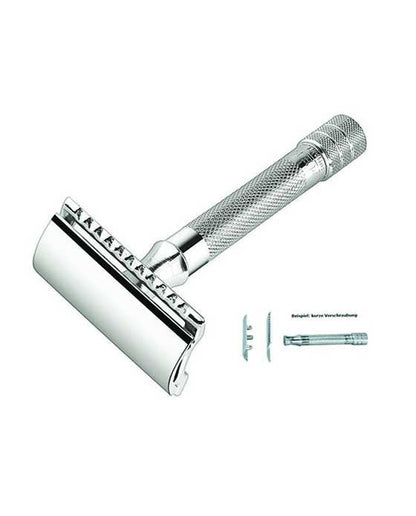 Merkur 33C 3-Piece DE Safety Razor, Closed Comb, Knurled Standard Handle, Chrome