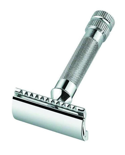 Merkur 34C 2-Piece DE Safety Razor, Closed Comb, Knurled Extra Thick Handle (HD), Chrome