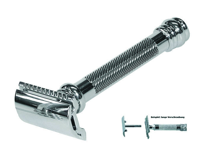 Merkur 38C 2-Piece DE Safety Razor, Closed Comb, Barberpole Long Heavy Handle, Chrome